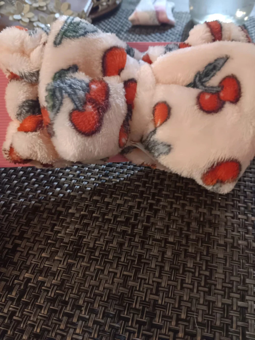 Plush Cherry Print Headband